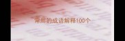 常用的成语解释100个
