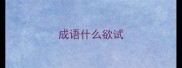 成语什么欲试
