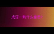 成语一箭什么意思