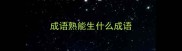 成语熟能生什么成语