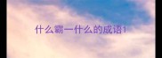 什么霸一什么的成语