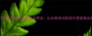 100个最常用的思念成语及用法从古典诗词到现代情感表达指南