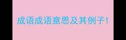 成语成语意思及其例子