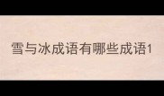 雪与冰成语有哪些成语
