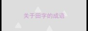 关于田字的成语