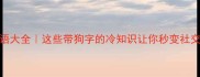 狗系成语大全这些带狗字的冷知识让你秒变社交达人