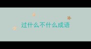过什么不什么成语