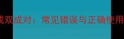 成语成双成对常见错误与正确使用指南