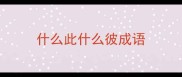 什么此什么彼成语