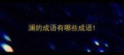 澜的成语有哪些成语