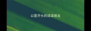 以星开头的成语接龙