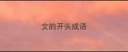 文的开头成语