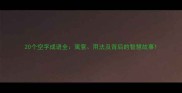 20个空字成语全寓意用法及背后的智慧故事