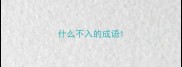 什么不入的成语