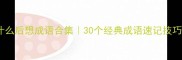 前什么后想成语合集30个经典成语速记技巧